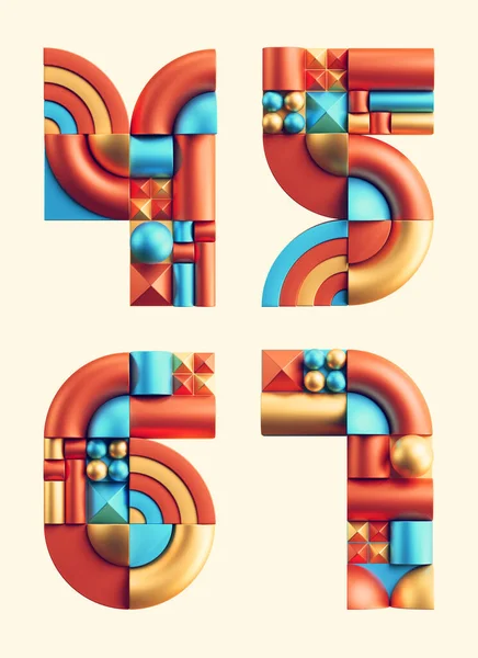Απόδοση Πολύχρωμης Γραμματοσειράς Από Αφηρημένα Γεωμετρικά Σχήματα — Φωτογραφία Αρχείου