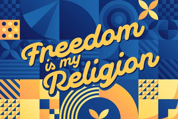 Moivational Vektor Poster Mit Dem Text Freedom Religion Mit Gelb — Stockvektor