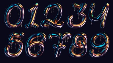 Damlayan parlak efektli koyu yazı tipinin 3d görüntüsü