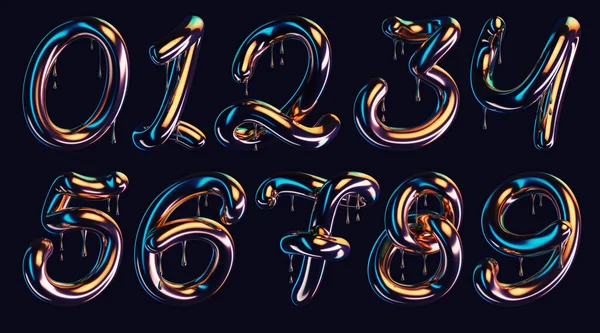 Damlayan parlak efektli koyu yazı tipinin 3d görüntüsü