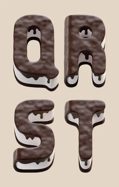 Representación Letras Hechas Forma Pastel Chocolate Dulce Con Relleno Crema —  Fotos de Stock