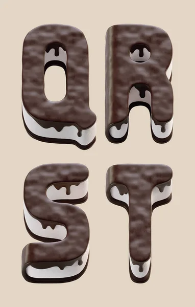 Renderização Letras Feitas Forma Bolo Chocolate Doce Com Recheio Creme — Fotografia de Stock