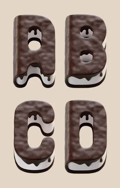 Beyaz Kremalı Tatlı Çikolatalı Pasta Şeklinde Yapılmış Harfler — Stok fotoğraf