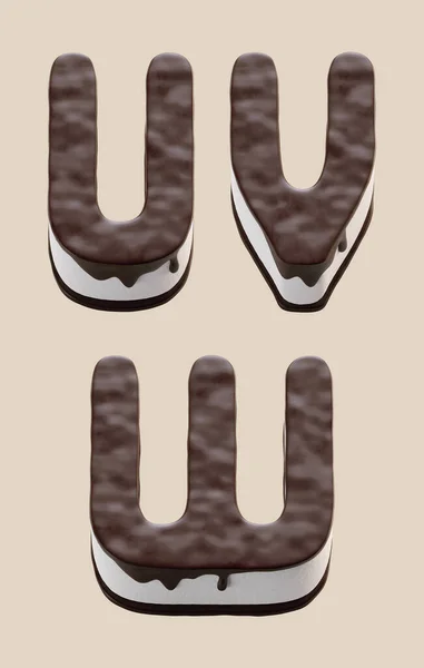 Візуалізація Листів Зроблених Формі Солодкого Шоколадного Торта Начинкою Білого Крему — стокове фото