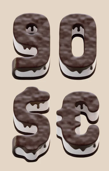 Beyaz Kremalı Tatlı Çikolatalı Pasta Şeklinde Yapılmış Harfler — Stok fotoğraf