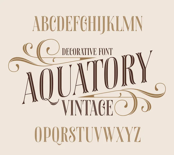 Set Fuente Vectorial Decorativo Con Vintage Rizado Adornado — Archivo Imágenes Vectoriales