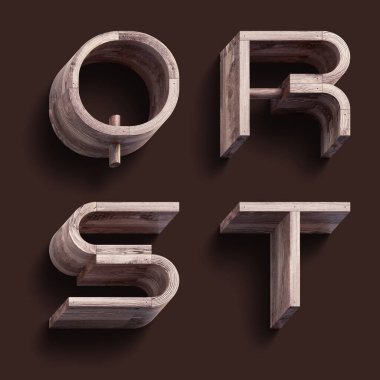 3d rendering of vintage wooden font.