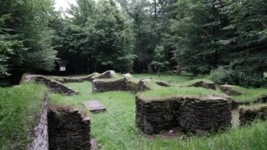 Almanya 'nın Sauerland kentinde popüler bir yürüyüş yolu olan Rothaarsteig boyunca antik kalıntılar.
