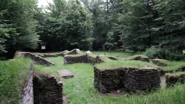 Forntida Ruiner Längs Rothaarsteig Populär Vandringsled Sauerland Tyskland — Stockvideo