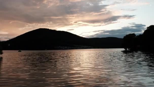 Tramonto Sul Lago Edertalsperre Una Diga Idroelettrica Germania Che Fornisce — Video Stock
