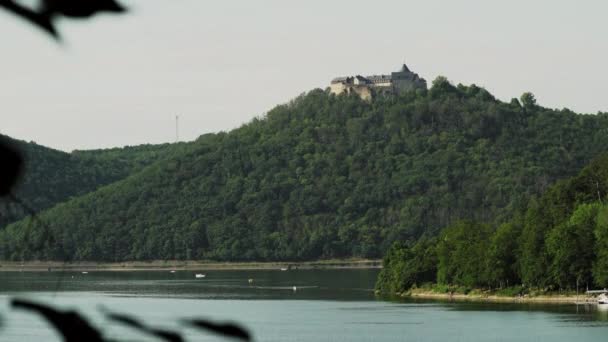 Hotel Schloss Waldeck Lake Edersee Castle High Artificial Basin — Stock video