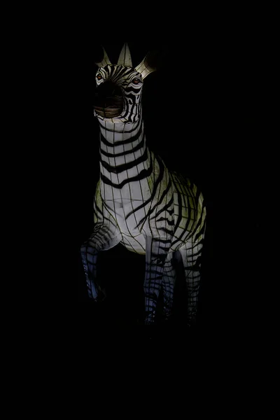 Osabrueck Germany 2020 Illuminated Sculpture Zoo Lights Osnabrueck Showing Zebra — ストック写真