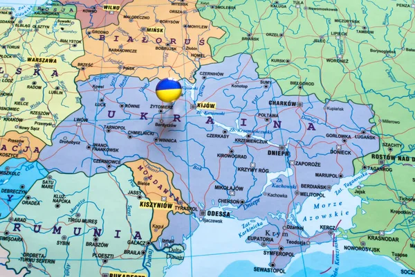 Український Синій Жовтий Прапор Тлі Карти Європи — стокове фото