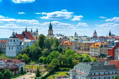 Lublin, Lubelskie Voivodeship / Poland - July 24 2022: View of the old town from the castle tower of the royal castle in Lublin.