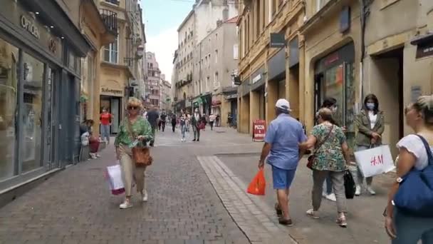 Впечатления Центра Меца Франции Времена Коронавируса — стоковое видео
