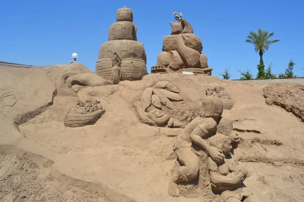 Sandskulptur Über Amerikas Kolonialisierung — Stockfoto