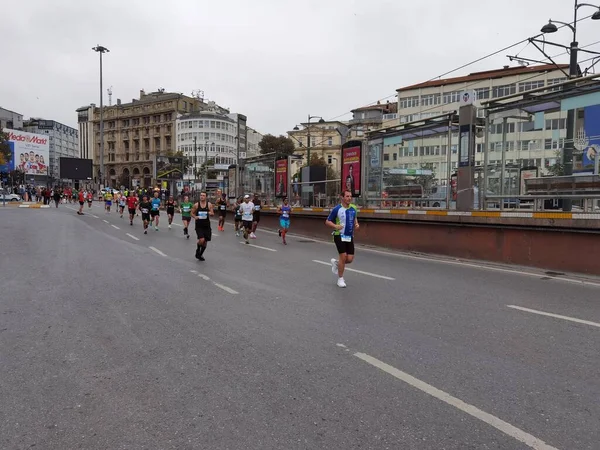 Maratona Istanbul 2021 Atletas Ponte Galata — Fotografia de Stock