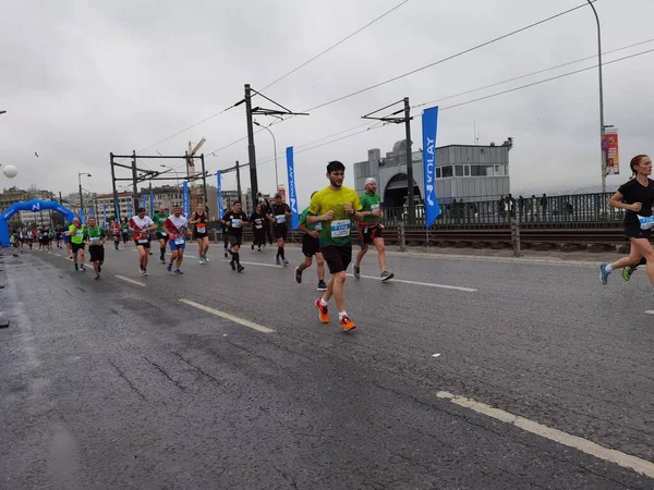 Maratona Istanbul 2021 Atletas Ponte Galata — Fotografia de Stock