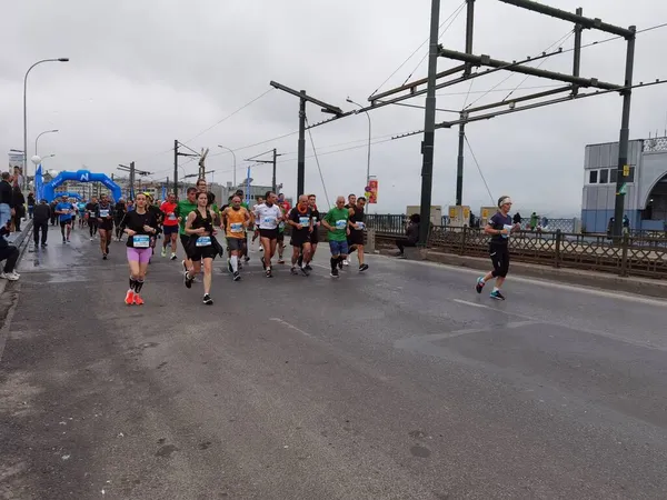 Istanbul Maraton 2021 Idrottare Galatabron — Stockfoto