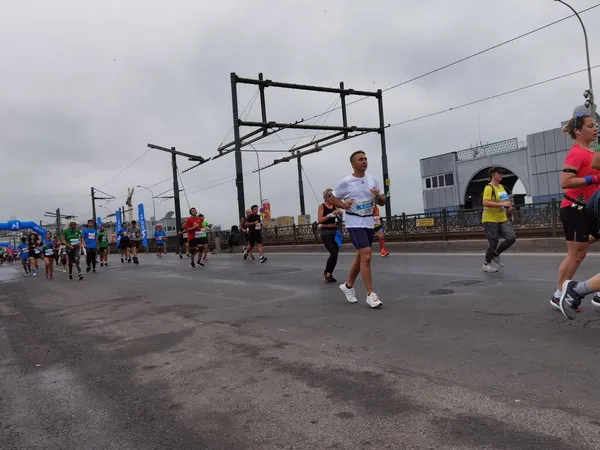 Istanbul Marathon 2021 Athletes Galata Bridge — Stock Photo, Image