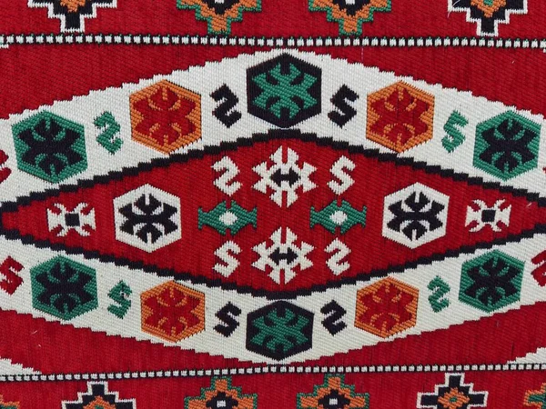 Carpet Small Patterns Red Green White — Stok fotoğraf