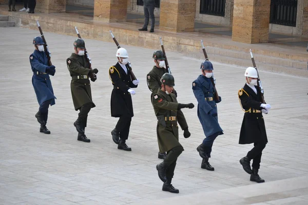 Changing Guard Anitkabir Turkish Army Air Sea Ground Soldiers Ankara — Stock Photo, Image