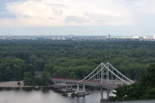 Pont Sur Rivière Dniepr Dans Capitale Ukrainienne Kyiv — Photo