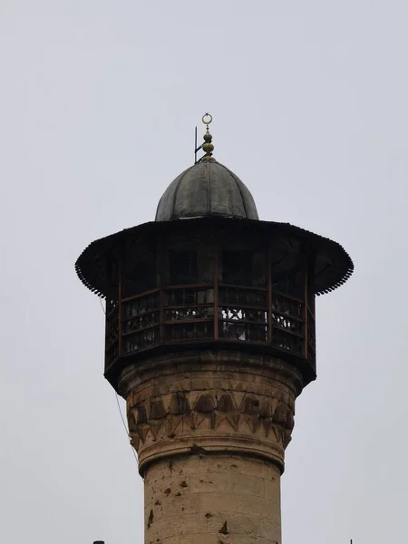 Älteste Moschee Gaziantep Minarett Weist Einschussspuren Von Französischem Anschlag Auf — Stockfoto