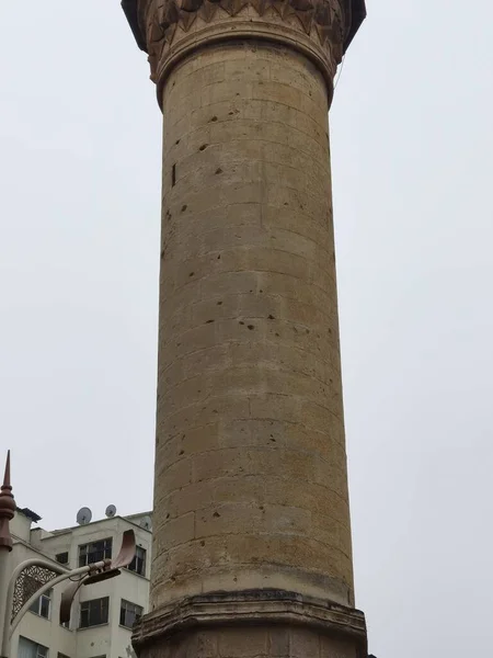 Älteste Moschee Gaziantep Minarett Weist Einschussspuren Von Französischem Anschlag Auf — Stockfoto