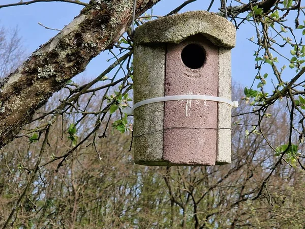 Das Selbst Gebaute Vogelhaus Garten Aus Steinen — Stockfoto