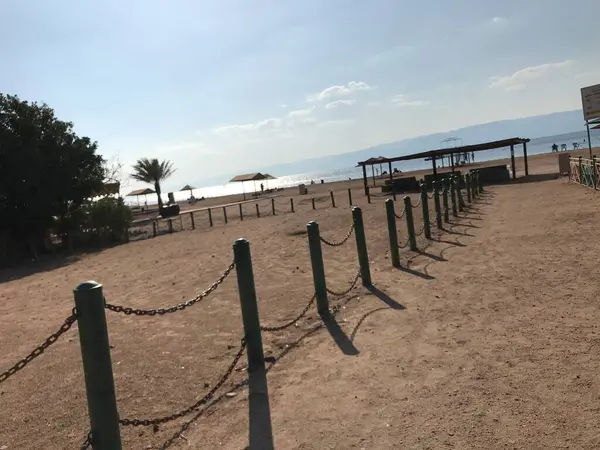 Separation Bathing Beach Post Rope — стоковое фото
