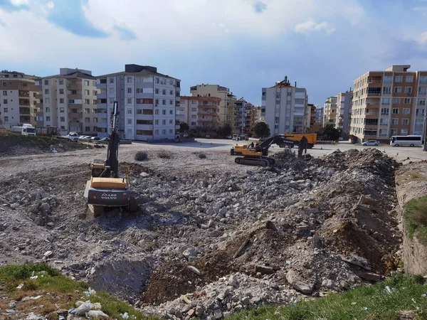 Excavation Work Preparation Foundation Building Underway Aliaga — Stock Photo, Image