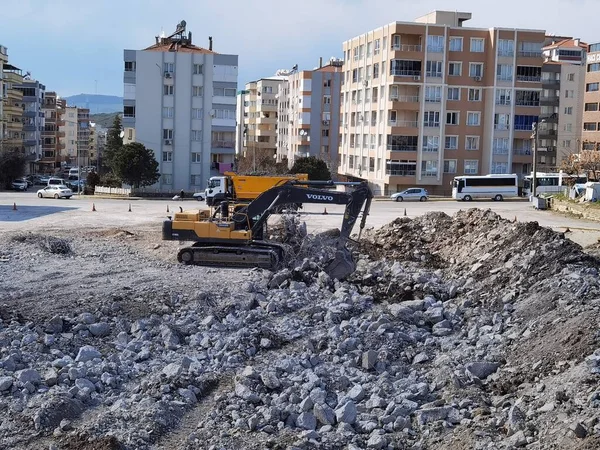 Excavation Work Preparation Foundation Building Underway Aliaga — Stock Photo, Image