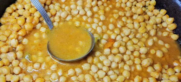 Pot Chickpeas Sauce — Stock Photo, Image