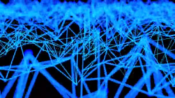Digitaler blauer Hintergrund mit Punkten und Linien. Visualisierung von Big Data. Abstrakte digitale Verbindung, die Punkte und Linien bewegt. Netzwerkverbindungsstruktur. 3D-Animation — Stockvideo