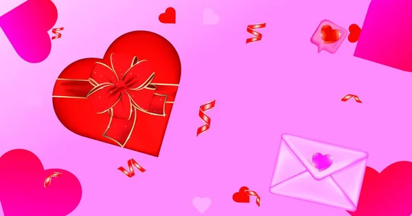 Valentijnsdag Ontwerp Realistische Geschenkdoos Vakantiebanner Webposter Flyer Stijlvolle Brochure Wenskaart — Stockvector