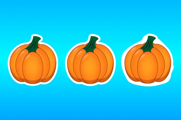 Vector Illustration Pumpkin Set Stickers Comics Style Different Outline Design — 스톡 벡터