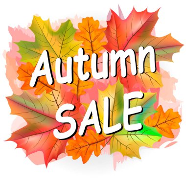 Sonbahar satışı vektör pankartı. Sonbahar illüstrasyon arka planı. Poster, indirim etiketleri, el ilanları için düzenleme