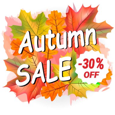 Sonbahar satışı vektör pankartı. Sonbahar illüstrasyon arka planı. Poster, indirim etiketleri, el ilanları için düzenleme