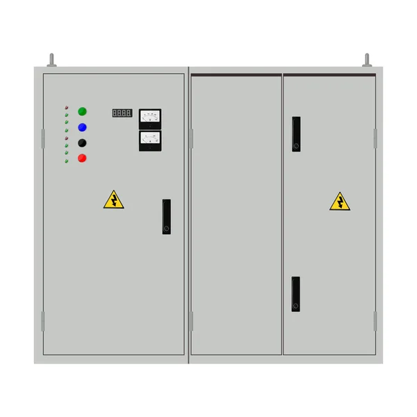 Elektrik kutusu, endüstriyel elektrik kontrol paneli. Vektör illüstrasyonu