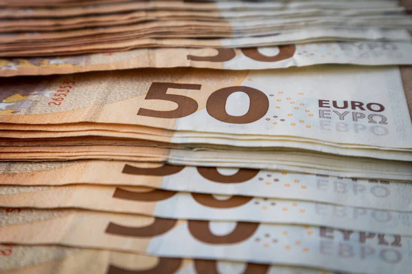 Close Van Eurobankbiljetten Zachte Focus — Stockfoto
