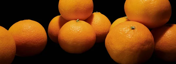 Bandiere Mandarini Arancioni Sfondo Nero Primo Piano — Foto Stock