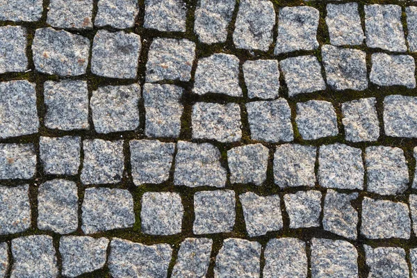 Texturierter Hintergrund Aus Einem Kleinen Quadratischen Kopfsteinpflaster Nahaufnahme — Stockfoto