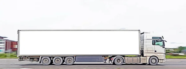 Illustration Truck Large White Semi Trailer Free White Space Text — стоковое фото