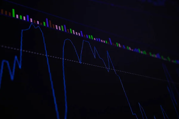 Absztrakt Sötét Üzleti Háttér Tőzsdei Diagram Rövid Távú Ingadozásai Lágy — Stock Fotó