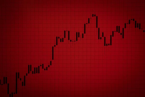 Tableau Ligne Des Marchés Financiers Écran Avec Fond Rouge Concept — Photo