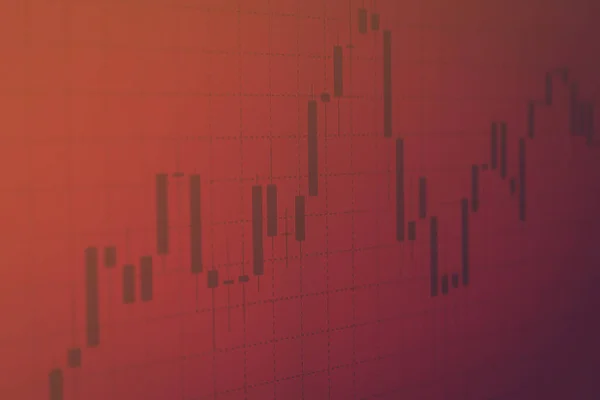 Pénzpiaci Online Diagram Képernyőn Pénzügyi Üzleti Koncepció Gyertyatáblával Piros Háttérrel — Stock Fotó