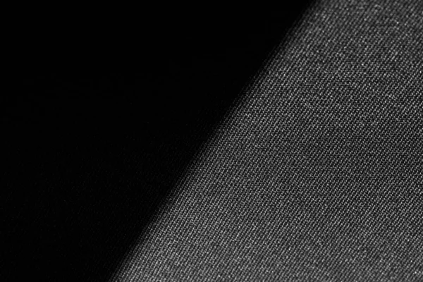 Fond Tissu Texturé Noir Éclairé Par Soleil Une Partie Cadre — Photo