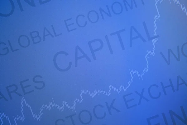 Fundo Financeiro Azul Com Gráfico Mercado Termos Econômicos Tela — Fotografia de Stock