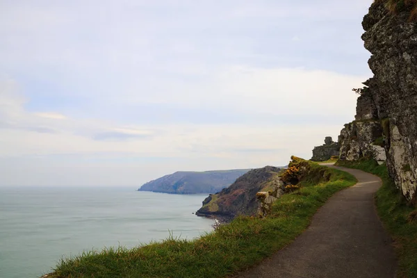 Hiking Trail High Mountains Overlooking Sea Lynmouth Devon England — Stock fotografie